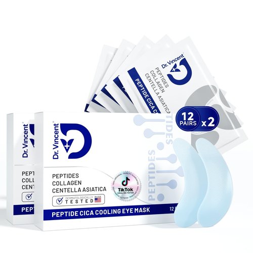 Dr Vincent Peptide Cooling Under Eye Patches, Soothing Eye Patches Instant Reduces Dark Circles and Puffiness, Calming Under Eye Mask with Glacial Water for Bags Treatment, 24 Pairs