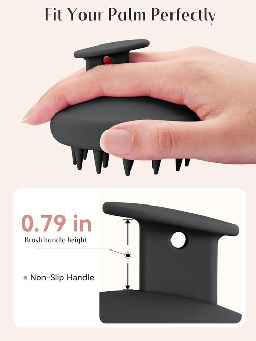 HEETA Scalp Massager - Hair Growth Scrubber with Soft Bristles | Silicone Design for Dandruff Relief & Relaxation - Black