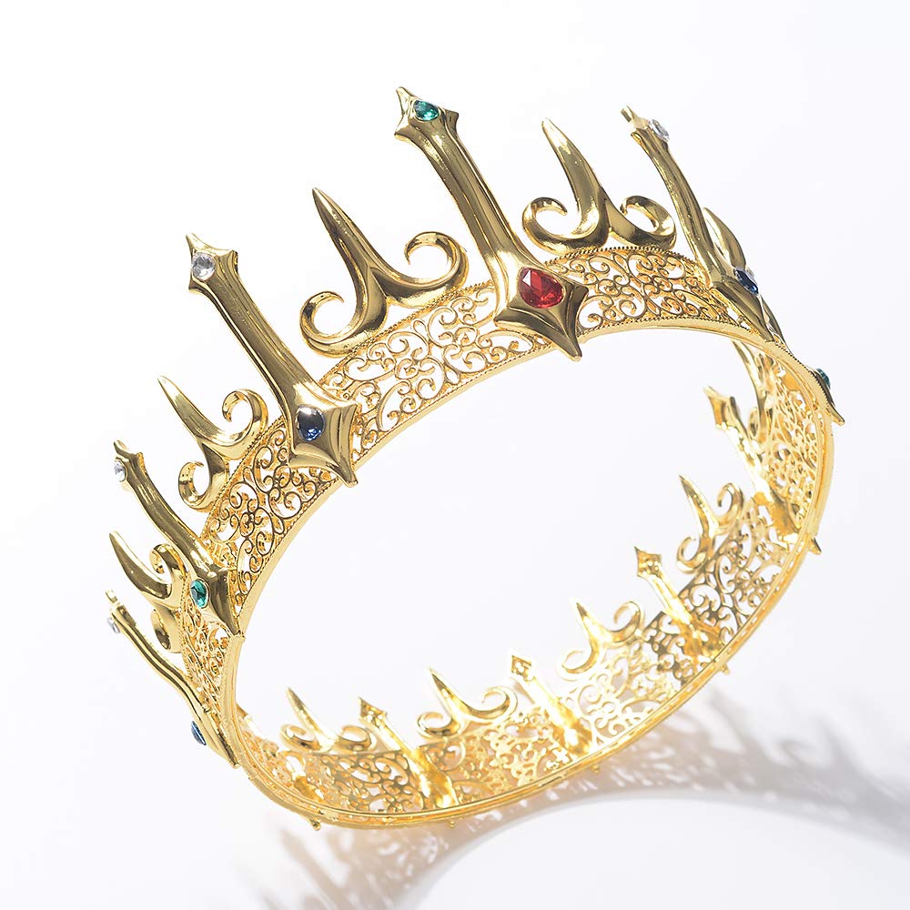 Eseres Gold King Crown for Men Adult's Costume Crowns Birthday Cake Topper