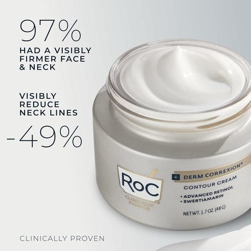 RoC Derm Correxion Neck Cream - Hyaluronic Acid & Retinol for Tightening & Lifting (1.7 oz) | Includes Eye Packette