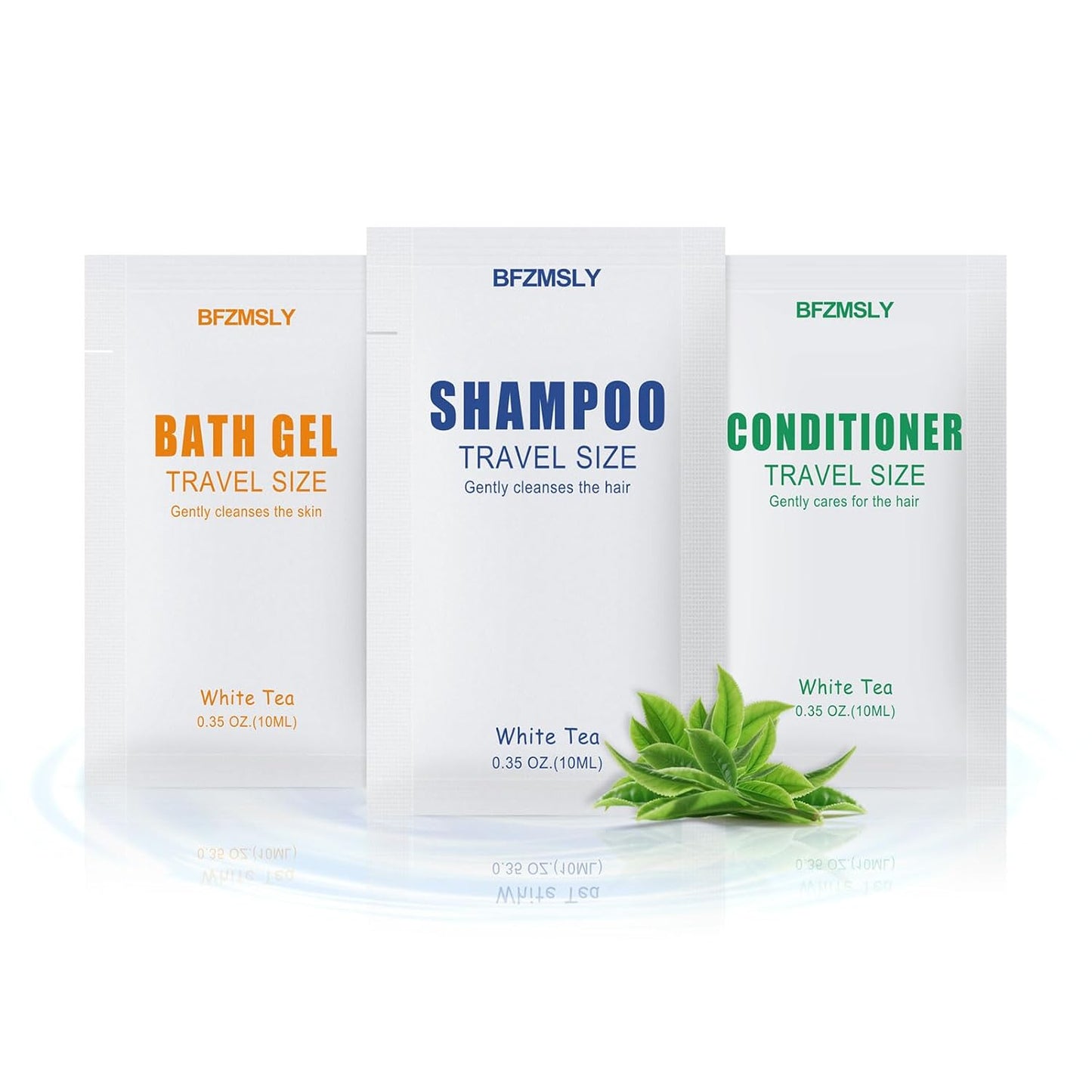 Skiennix Travel Size Toiletries Set - 3-in-1 Shampoo, Body Wash & Conditioner | White Tea Scent, 0.35oz Each - Ideal for Hotels & Airbnb