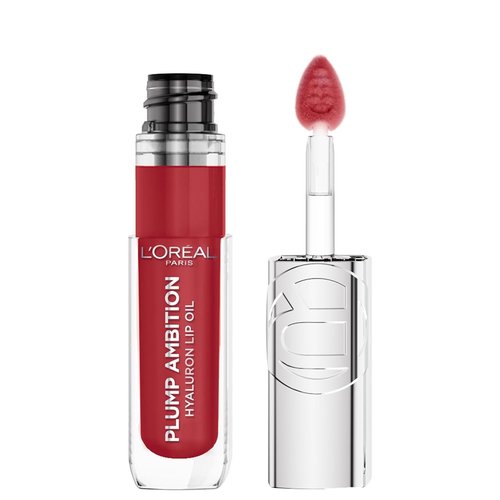 L'Oreal Paris Plump Ambition Hyaluron Lip Oil - 24 HR Volumizing Gloss with Hyaluronic Acid | Cherry Cherie 390, 0.16 Fl Oz