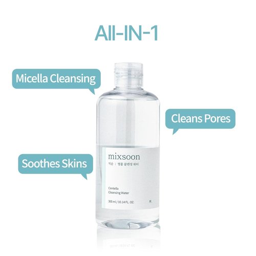 Mixsoon Centella Cleansing Water - Gentle Face Cleanser for Sensitive Skin | 10.14 fl oz / 300ml