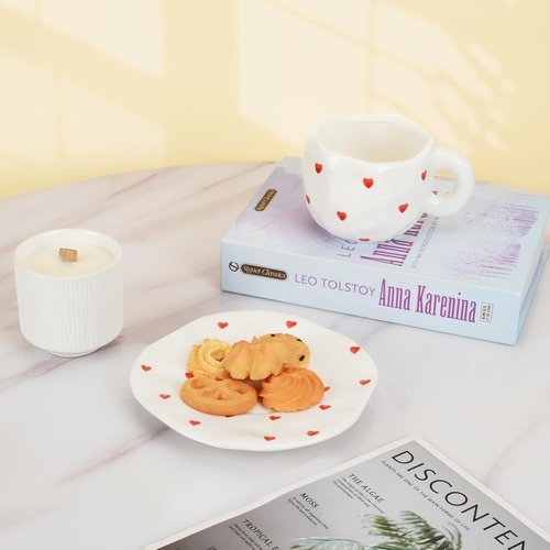 Koythin Ceramic Coffee Mug - Cute Red Heart Design | 10 oz Cup for Office & Home Use