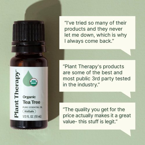 Plant Therapy Organic Tea Tree Oil - 100% Pure, USDA Certified Organic, Therapeutic Grade 10 mL