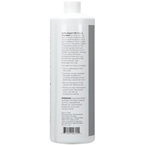 ForPro Expert 10 Volume Crème Developer - Hair Lightening & Gray Coverage | 32 Fl Oz