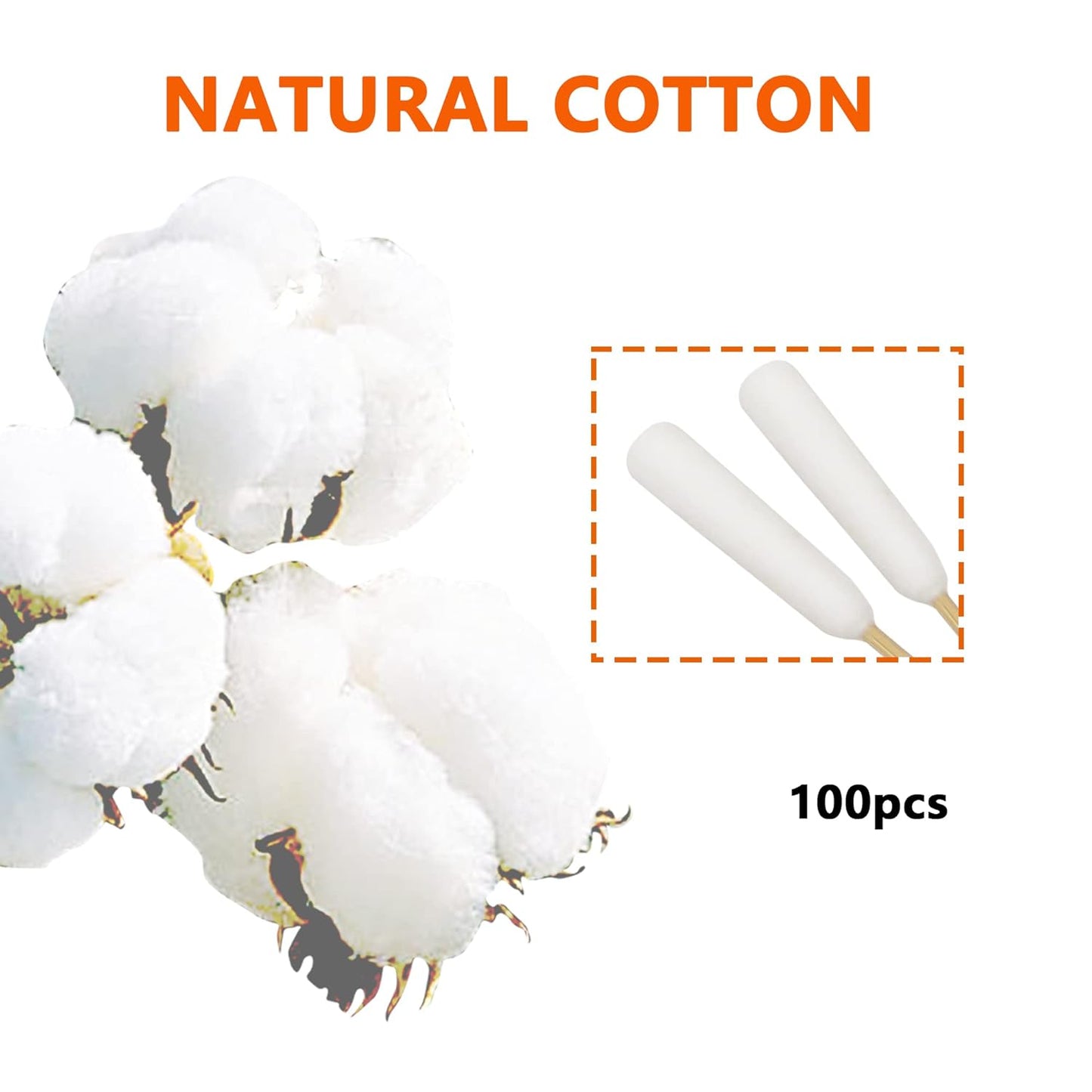 Skiennix Cotton Swabs - 6 Inch Ear Cleaning Tools for Medium & Large Pets | 100 Pack