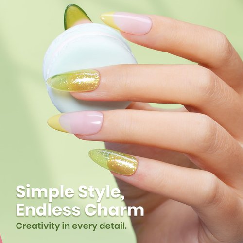 Beetles Green Gel Nail Polish, 15 ML Spring Pistachio Frappe Glitter Gel Nail Polish Pastel Color Shimmer Soak Off UV Gel Polish Salon DIY at Home Gift for Women