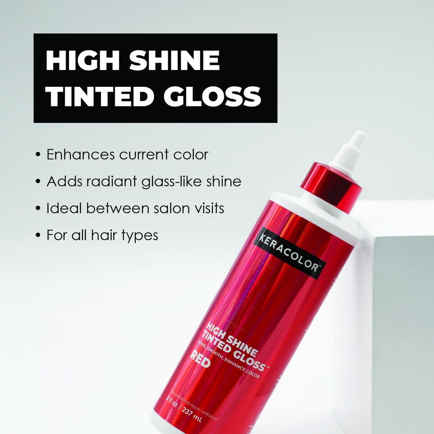 Keracolor High Shine Tinted Hair Gloss - Sheer Color-Enhancing In-Shower Treatment, Red, 8 Fl Oz