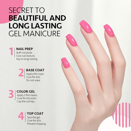 GAOY Bright Pink Gel Nail Polish, 16ml Soak Off UV Light Cure Gel Polish for Nail Art DIY Manicure at Home, Color 1526