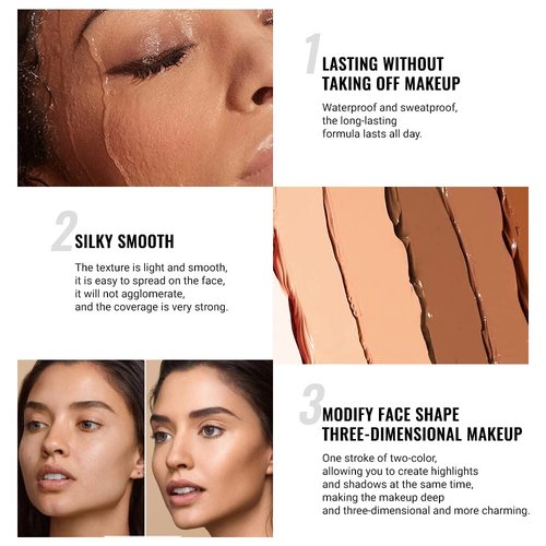 Evpct Contour Stick Makeup Set - 4 Colors Cream Contouring Palette for Beginners | Concealer & Highlighter