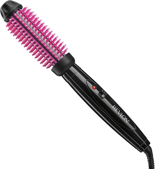REVLON Heated Hair Styling Brush - Silicone Bristles for Fast Volume & Smooth Styles | 1" Barrel (Black/Pink)