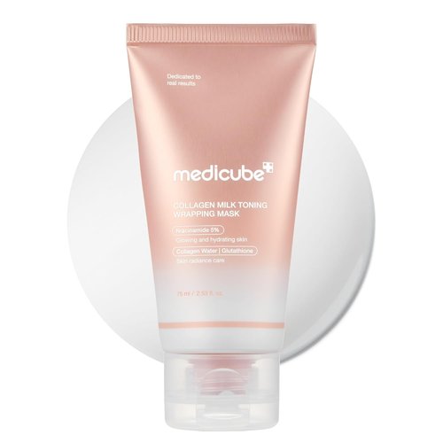 Medicube Wrapping Mask - Collagen Glazed Milky Glow Peel Off Mask | Hydrating & Smoothing with Glutathione, Niacinamide | 2.53 fl. oz