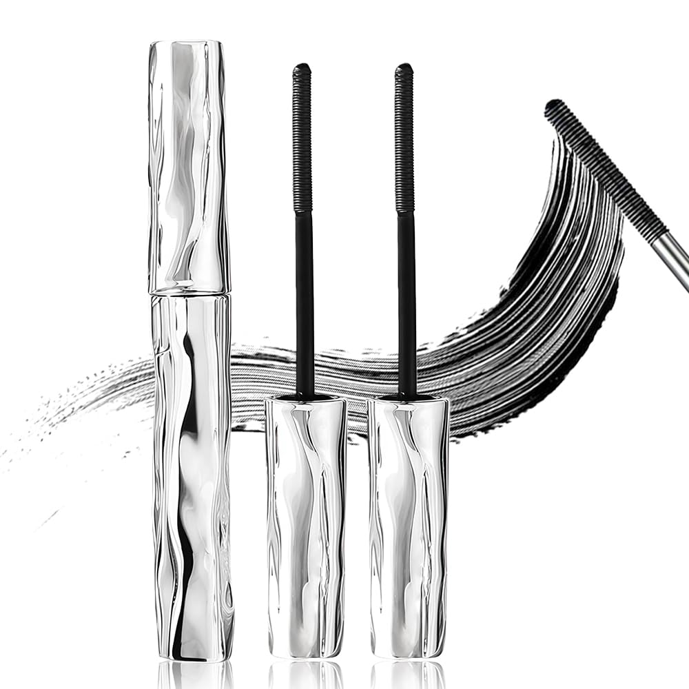 Skiennix Steel Tube Eyelash Primer - Waterproof 3D Curling Mascara | Long-Lasting & Flake-Free (Black, 2-Pack)