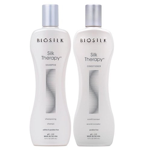 BioSilk Silk Therapy Duo Set - Shampoo & Conditioner for Shiny, Moisturized Hair | 12 Oz Each, Sulfate-Free & Cruelty-Free