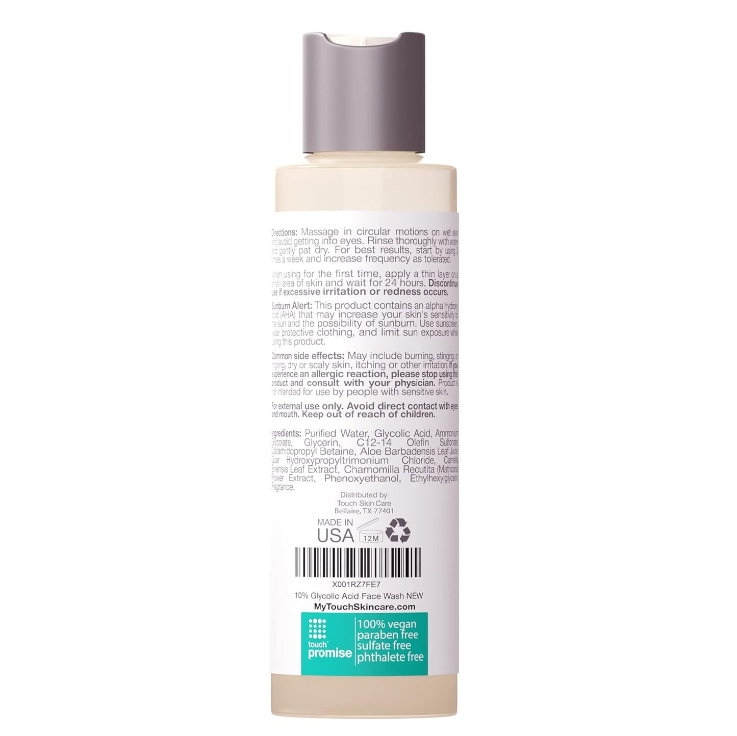 Skiennix 10% Glycolic Acid Face Wash - Exfoliating AHA Cleanser for Anti-Aging & Skin Texture - 6 oz.