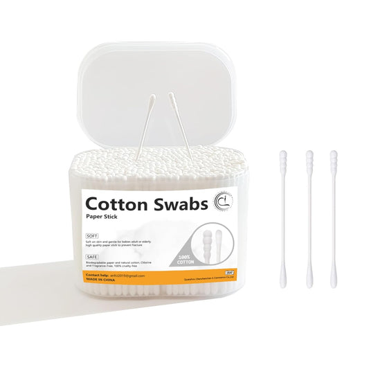 Skiennix Mini Cotton Swabs - 1000 Count Spiral/Round Cotton Swabs for Personal Care & Cleaning