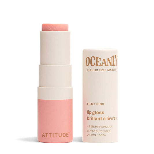ATTITUDE Oceanly Sheer Lip Gloss Stick - EWG Verified, Vegan & Cruelty-Free, Silky Pink, 0.12 Ounces