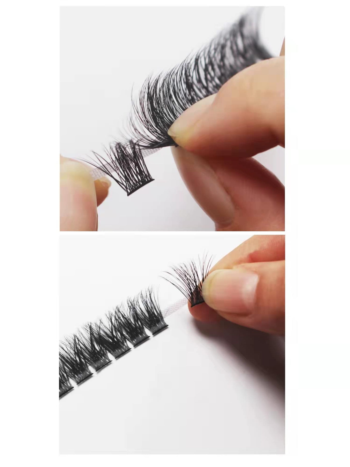 Hannahool 12rows-Large Tray Mixed 8-10-12-14-16mm/Mixed 14-15-16mm/Mixed14mm-16mm/Mixed 18-20mm Wide Stem Individual False Eyelashes Dramatic Black Cluster Eyelashes (mixed 18-20mm)