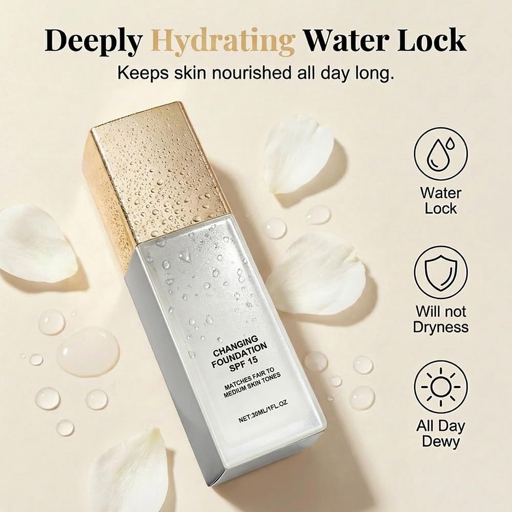 Skiennix Color Changing Foundation - Hydrating, Lightweight Liquid for Mature Skin | Universal Tone (1PC)