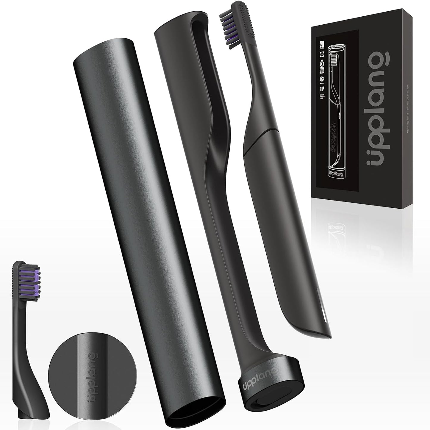 Skiennix Electric Toothbrush - Portable Sonic Travel Toothbrush with USB-C Rechargeable Case | Waterproof, Smart Timer, Slate Gray
