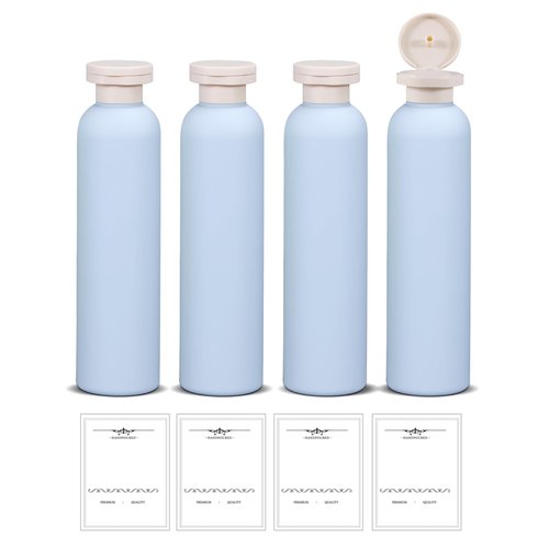 ASEVAT 8.8oz 4pack Refillable Travel Shampoo and Conditioner Bottles, Travel Size containers, Travel Bottle for toiletries, Squeeze Bottles with Flip Cap, Empty Plastic Leak Proof Travel Bottles