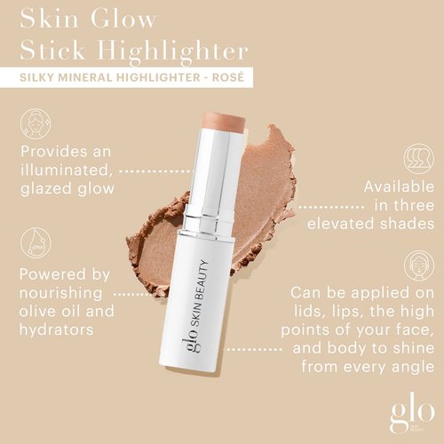 Glo Skin Beauty Skin Glow Stick Highlighter - Illuminating Rosé Cream with Hydrators & Mineral Pigments