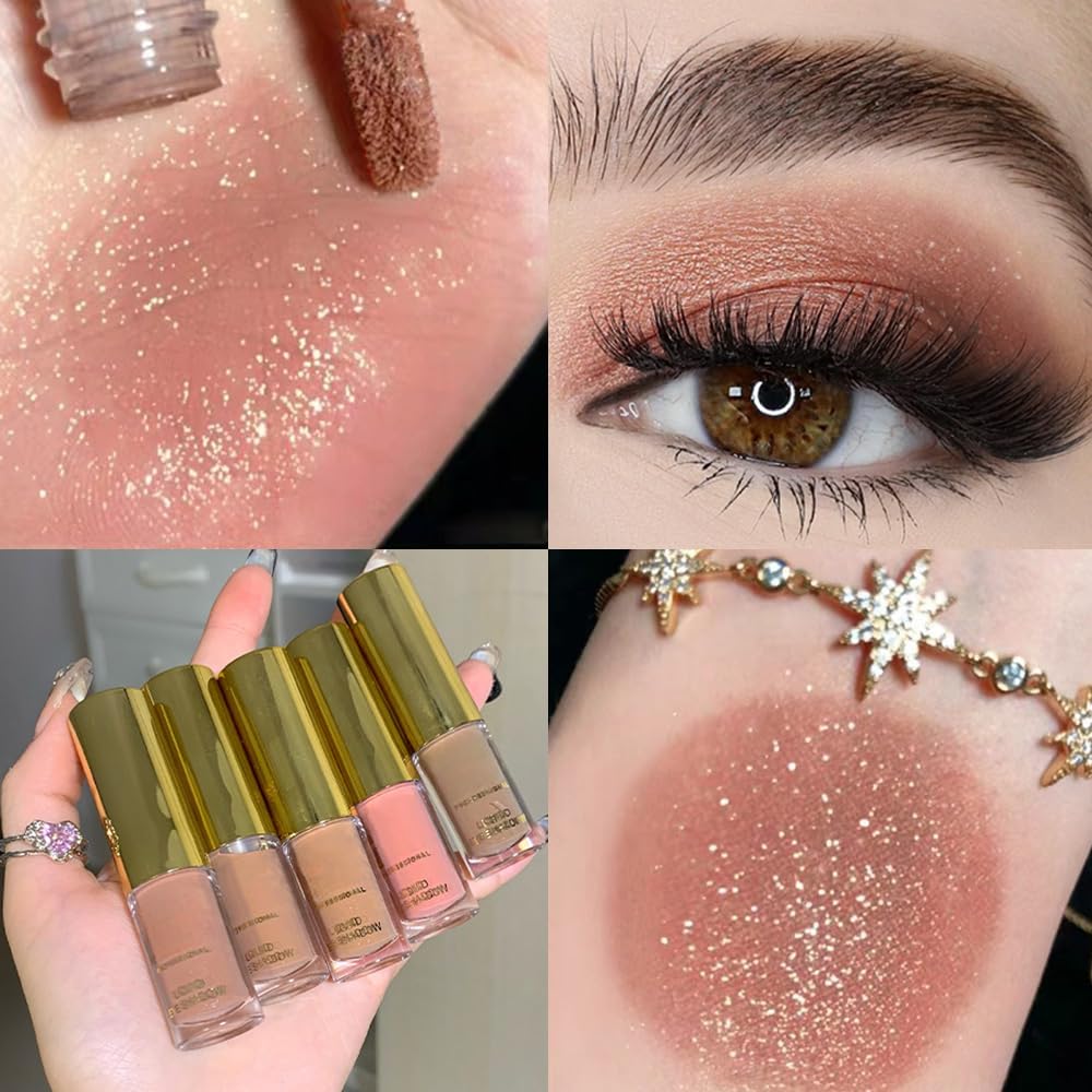 Skiennix Warm Brown Shimmer Liquid Metallic Eyeshadow - Longwear, Highly Pigmented & Vegan Formula