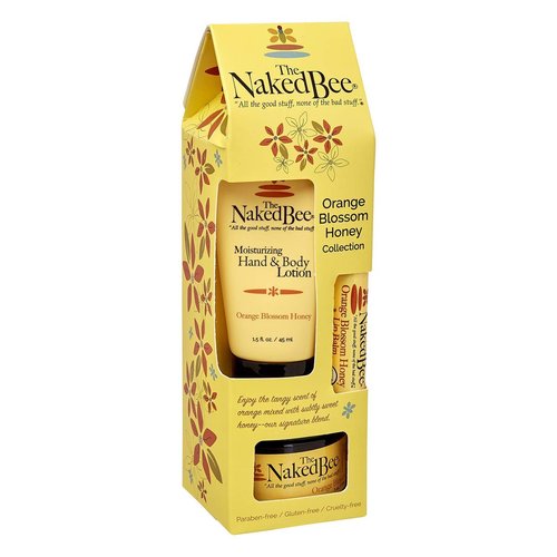 Naked Bee Orange Blossom Honey Collection - Hand & Body Lotion Gift Set (3 Pieces)