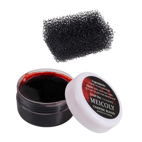 MEICOLY Halloween Coagulated Blood Gel - 30g Fake Blood with Black Stipple Sponge for SFX Makeup