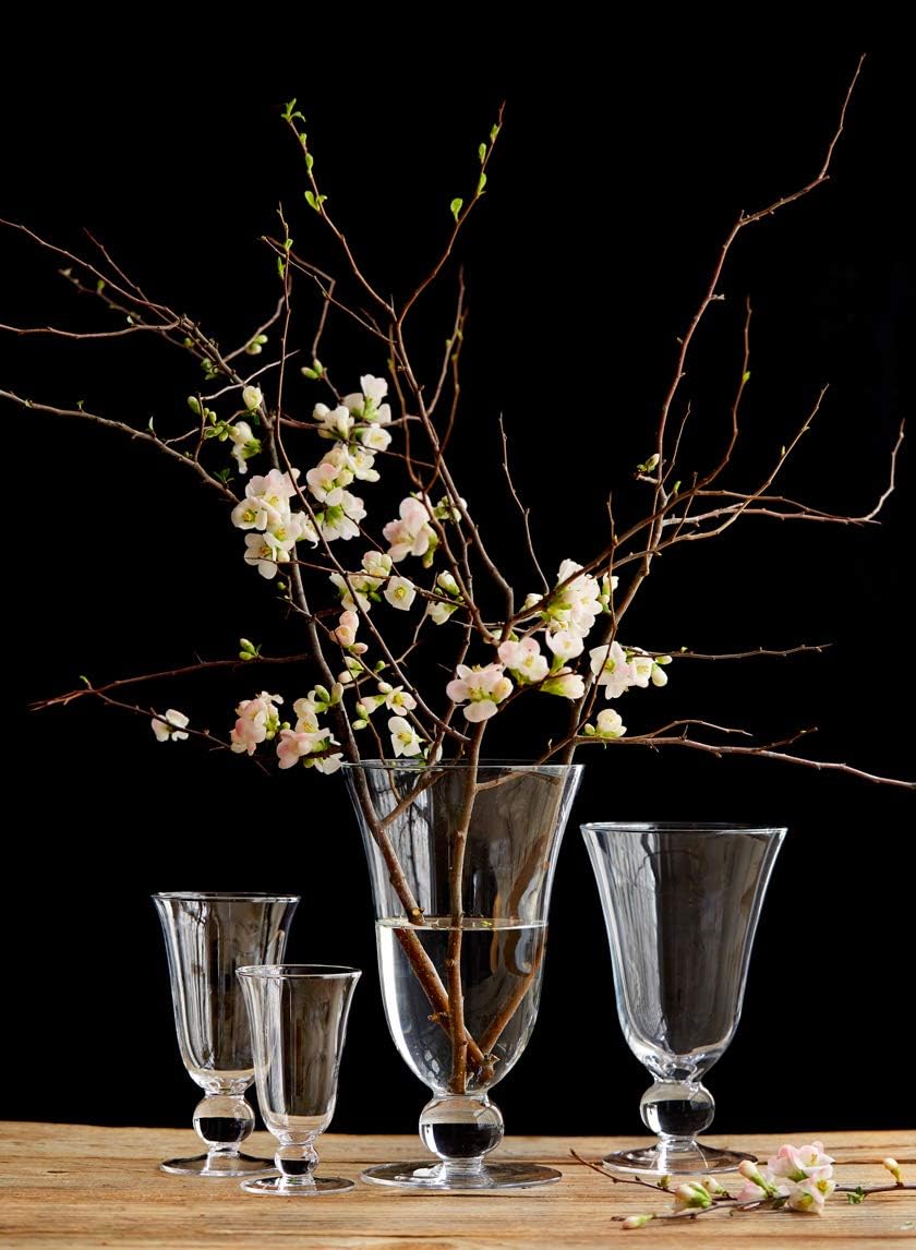 Serene Spaces Living Glass Urn Vase - Decorative Pedestal for Floral Centerpieces | 7.5" Tall, 4.5" Diameter