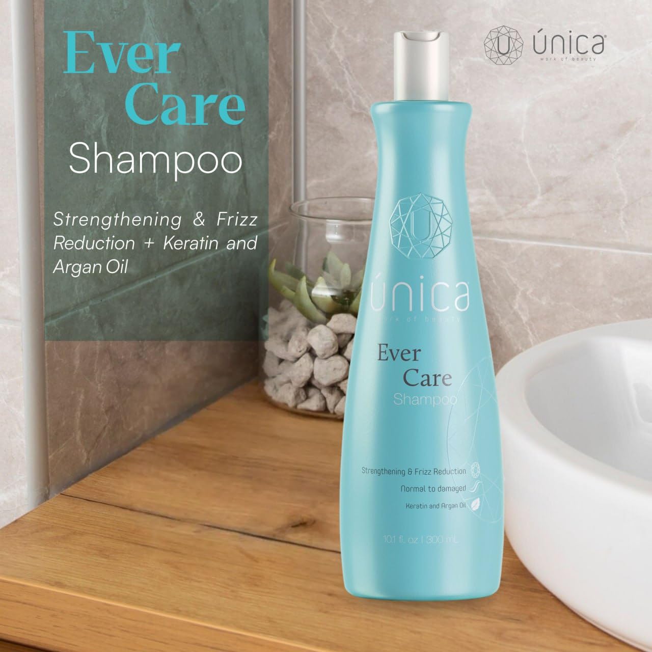 UNICA Smoothing Shampoo - Keratin, Collagen & Argan Oil for Frizz Control & Hydration | 10 oz