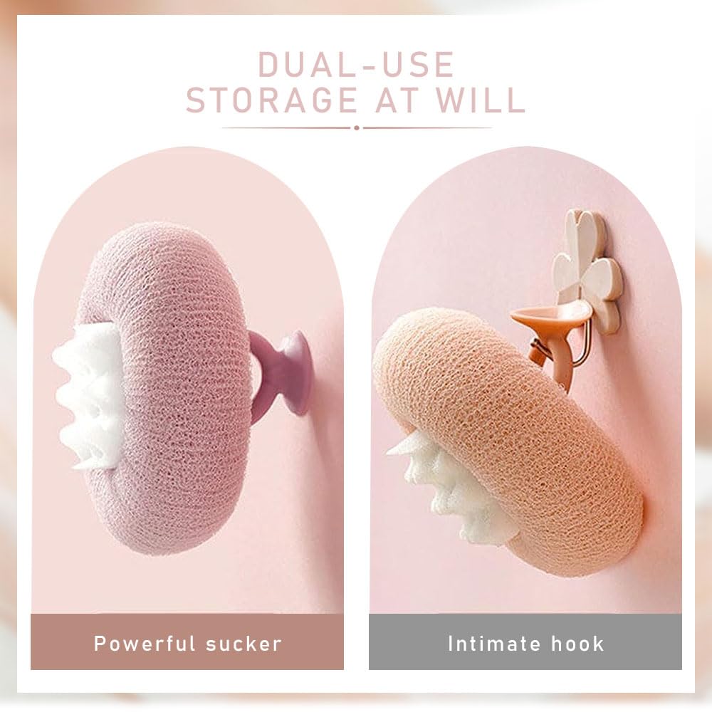 Super Soft Sunflower Suction Cup Bath Ball, 2024 Upgraded 2-in-1 Sunflower Bath Ball Exfoliating Bath Sponge Cleaning Brush, Sponge Mesh Pouf Shower Ball for Women, Men Shower (Colorful-8)