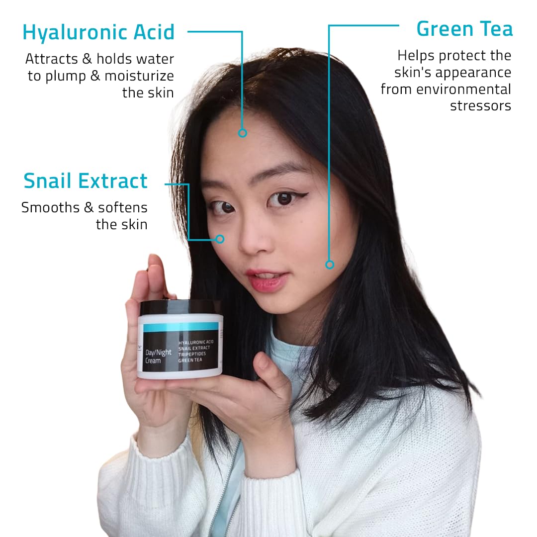 YEOUTH Day Night Face Moisturizer with Hyaluronic Acid, Snail Mucin Cream and Copper Tripeptide, Hydrating Fragrance Free Facial Moisturizer, Face Skin Care Cream for Women and Men