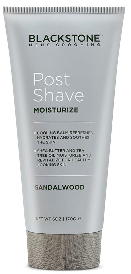 Blackstone Men's Grooming Post Shave Moisturizer - Soothing Tea Tree Oil & Aloe Balm | Sandalwood (6 oz)