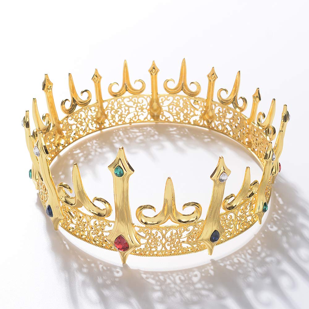 Eseres Gold King Crown for Men Adult's Costume Crowns Birthday Cake Topper