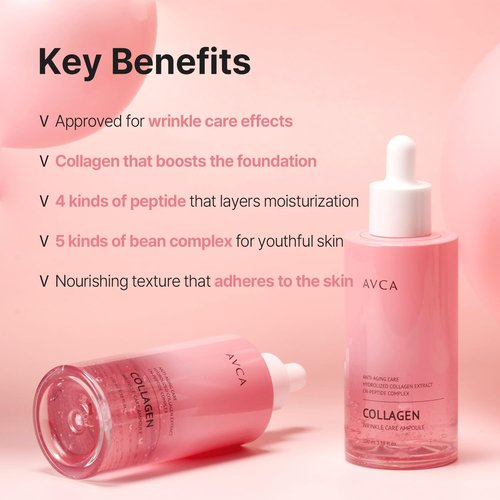 AVCA Collagen & Multi-Peptide Firming Serum 100ml (3.38 fl oz) – Elasticity-Boosting, Deep Hydration Facial Care | Korean Skincare
