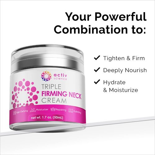ACTIVSCIENCE Neck Firming Cream - Anti-Aging Moisturizer with Retinol, Collagen & Hyaluronic Acid - Day & Night Use