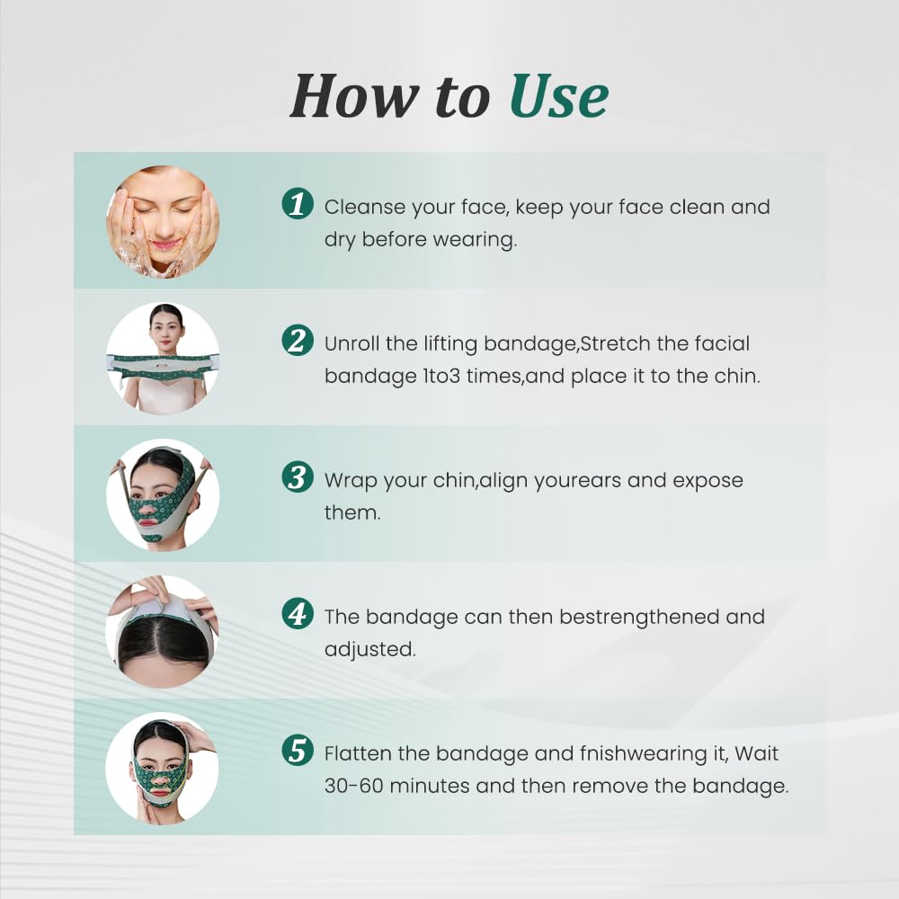 V Shape Face Lift Strap - Relieve Sagging Skin, Reduce Pwelling and Firm Skin, Double Chin Strap, Reusable Grooming Face and Chin Lift Mask for Men and Women