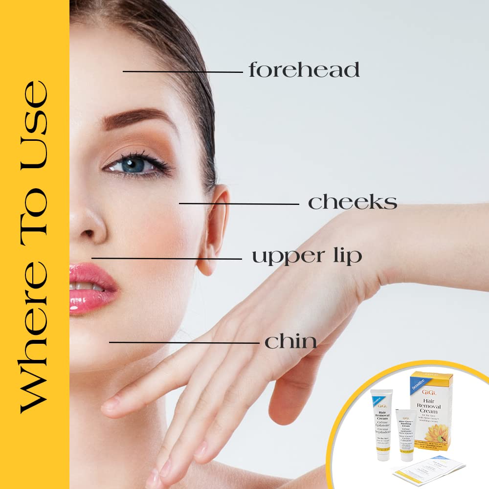 GiGi Hair Removal Cream, for the Face - 1 oz, and Slow Grow Soothing Cream - 0.5 oz, Hair Removal Kit for Sensitive Skin, 1-pack