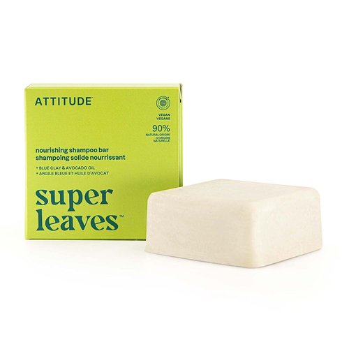ATTITUDE Nourishing Shampoo Bar - Natural Avocado Oil & Blue Clay for Dry Hair | Vegan, 4 Oz
