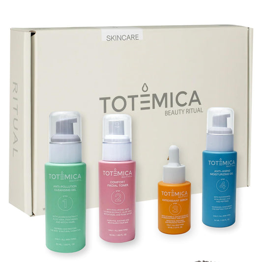TOTEMICA Skin Care Set | 4-Step Ritual Kit - Cleanser, Toner, Serum & Moisturizer for Dry Skin - Vegan & Cruelty-Free