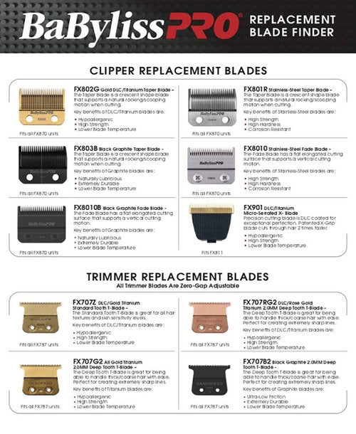 BaBylissPRO Hair Trimmer - FX787G GOLDFX Professional Outlining Trimmer & Electric Razor for Men