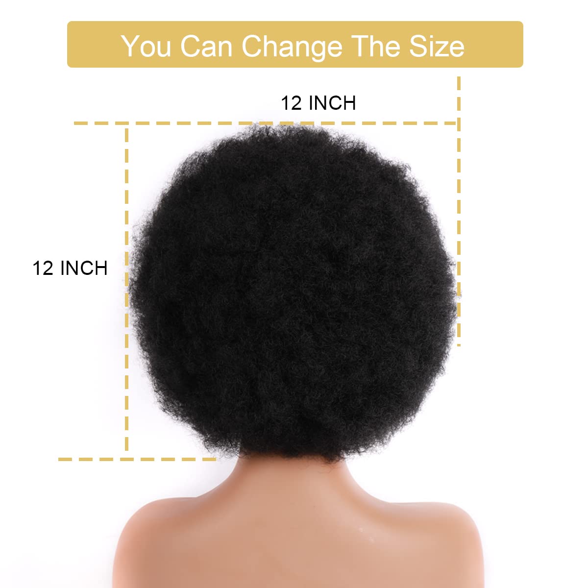 70s Afro Wigs for Women, Black Women Afro Curly Wigs, Glueless Synthetic Wigs, Large Fluffy Flexible Soft Natural Full Wigs for Everyday Party Cosplay Costumes (Natural Black)