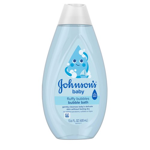 Johnson's Baby Fluffy Bubbles Bubble Bath, No More Tears, Gently Cleanses Delicate Skin Without Feeling Dry, Hypoallergenic, No Added Parabens, Sulfates & Dyes, Baby Essentials, 13.6 fl. oz