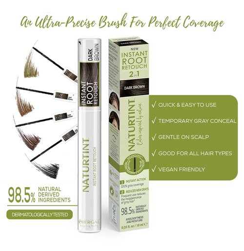 Naturtint Instant Root Retouch - Dark Brown 2-in-1 Gray Coverage, 0.33 fl oz