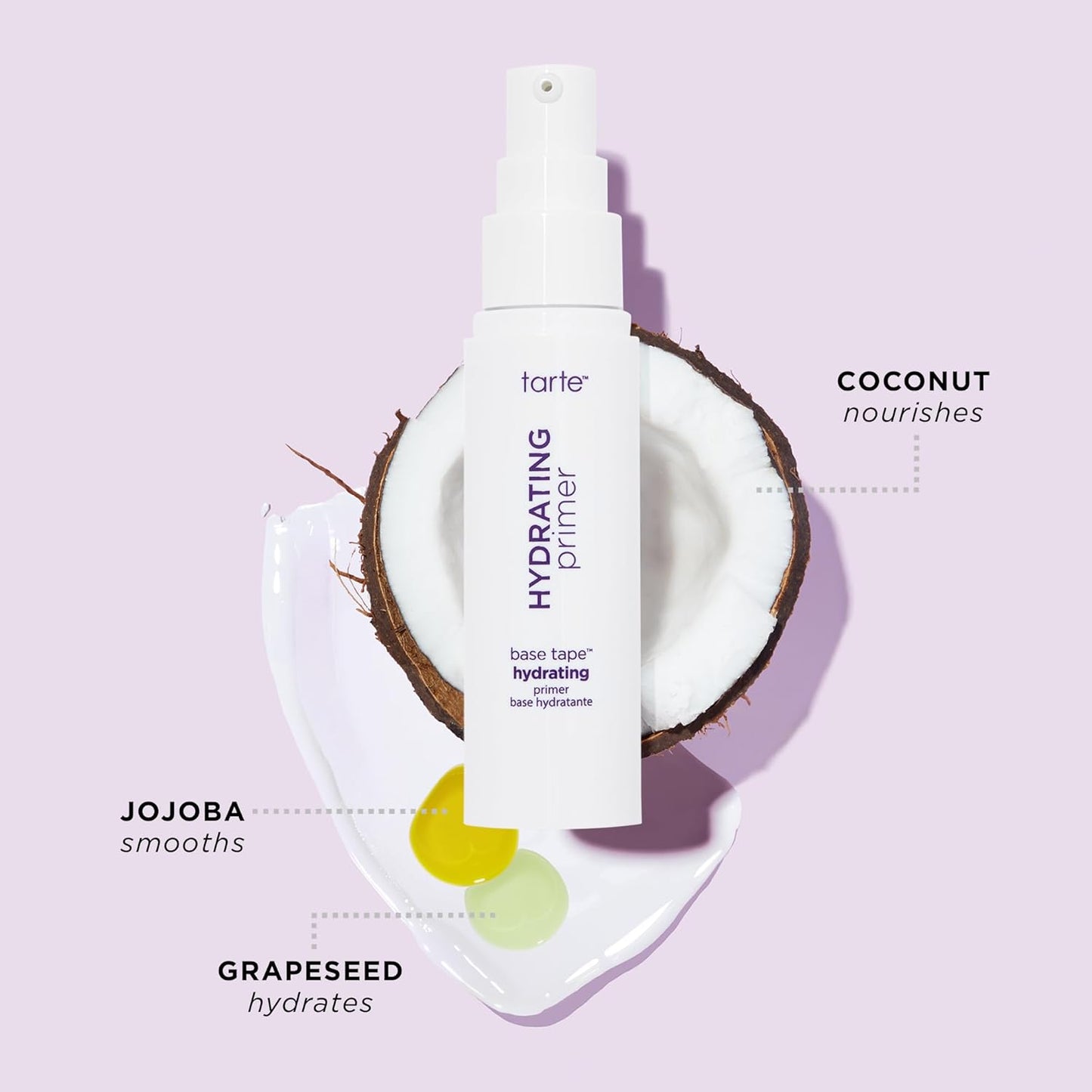 Tarte Base Tape Hydrating Primer - Lightweight Serum Texture with Coconut Scent & Vitamin E, Full Size
