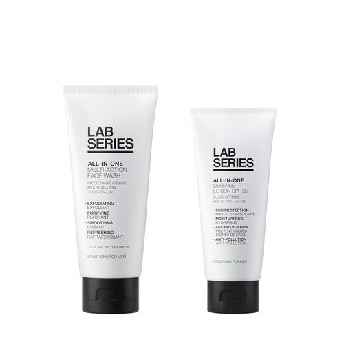 Lab Series Men's Daily Skin Care Set - All-In-One Face Wash & Moisturizer with SPF 35