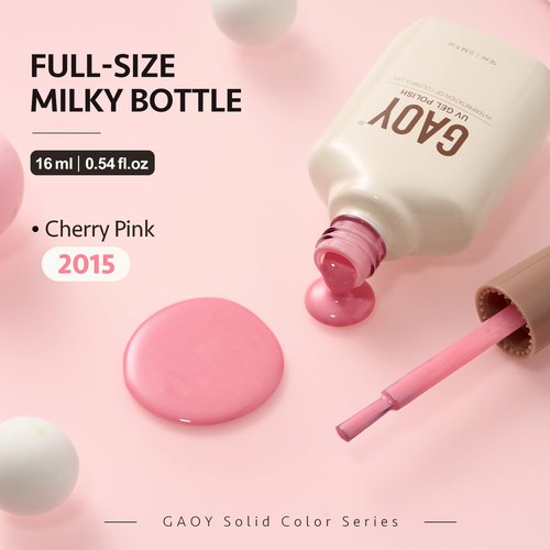 GAOY Pink Gel Nail Polish, 16ml Soak Off Gel Polish, UV Light Cure for Nail Art DIY Manicure at Home, 2015 Cherry Pink