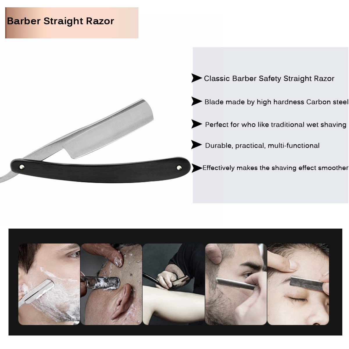 DanNuo Safety Straight Razor Shaving Set for Men with Shaving Brush Browl Barber Razor Strop Sharpening Stone Shaving Soap Polishing Compound Gift Set